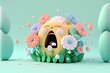 Hay fever: cute kawaii figure allergic to pollen of flowers, created with generative ai	