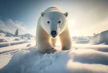 Beautiful Polar Bear In The Snow, 3d Illustration