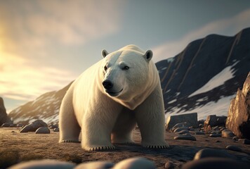 Wall Mural - beautiful polar bear, 3d illustration