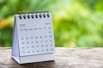 april 2023 table calendar with customizable space for text or ideas. monthly calendar concept and co