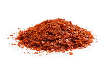 Heap Of Chipotle Chili Flakes On White Background