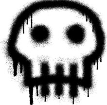 Skull Emoticon Graffiti With Black Spray Paint.