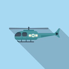 Poster - Army rescue helicopter icon flat vector. Air transport. Aerial guard