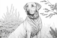 Clean Coloring Book Page Of A Dog