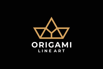 Wall Mural - Origami line art logo vector design concept