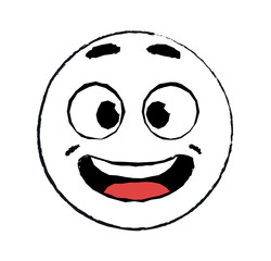 Wall Mural - hand drawn happy emoticon. character smiles and opens mouth in anticipation of surprise. positivity 