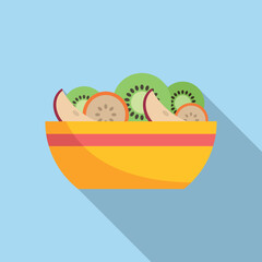 Canvas Print - Kiwi fruit salad icon flat vector. Fresh food. Vegetable meal