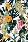 Fototapeta Młodzieżowe - Beautiful floral illustration. Pattern for fabrics, wrappers, postcards, greeting cards, wedding invitations, banners, web.