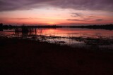Fototapeta Morze - sunset over the river, landscape view sunset 