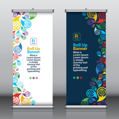 Wall Mural - Roll up banner design template vector, abstract background, modern x-banner, rectangle size