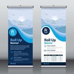 Wall Mural - Roll up banner design template vector, abstract background, modern x-banner, rectangle size