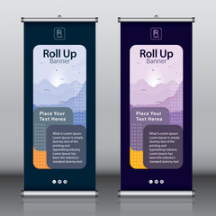 Wall Mural - Roll up banner design template vector, abstract background, modern x-banner, rectangle size