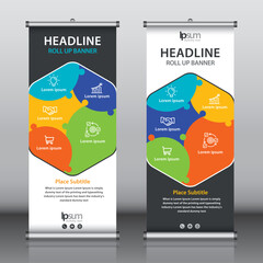 Wall Mural - Roll up banner design template vector, abstract background, modern x-banner, rectangle size
