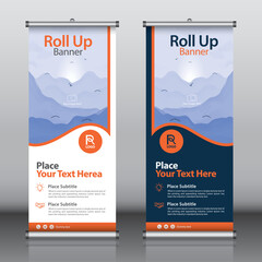 Wall Mural - Roll up banner design template vector, abstract background, modern x-banner, rectangle size