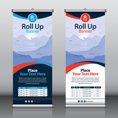 Wall Mural - Roll up banner design template vector, abstract background, modern x-banner, rectangle size