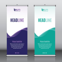 Wall Mural - Roll up banner design template vector, abstract background, modern x-banner, rectangle size