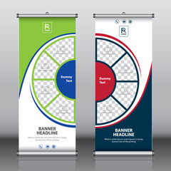 Wall Mural - Roll up banner design template vector, abstract background, modern x-banner, rectangle size