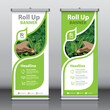 Roll up banner design template vector, abstract background, modern x-banner, rectangle size