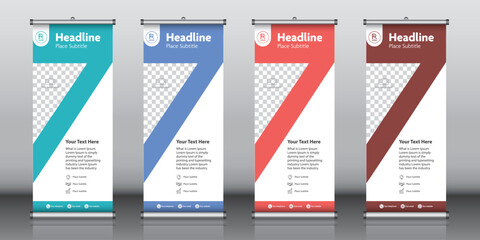 Wall Mural - Roll up banner design template vector, abstract background, modern x-banner, rectangle size