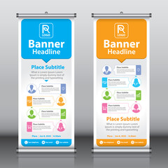 Wall Mural - Roll up banner design template vector, abstract background, modern x-banner, rectangle size