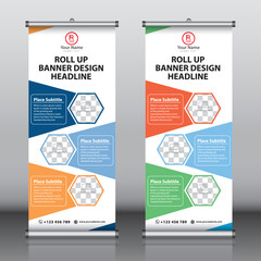 Wall Mural - Roll up banner design template vector, abstract background, modern x-banner, rectangle size
