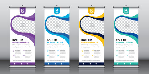Wall Mural - Roll up banner design template vector, abstract background, modern x-banner, rectangle size
