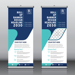Wall Mural - Roll up banner design template vector, abstract background, modern x-banner, rectangle size