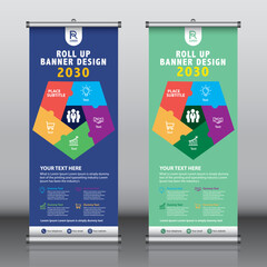 Wall Mural - Roll up banner design template vector, abstract background, modern x-banner, rectangle size