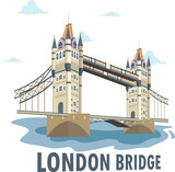 Fototapeta Londyn - Tower bridge london travel poster 3d