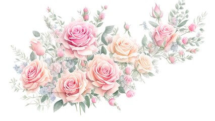 bouquet of roses on white