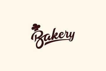 Wall Mural - simple bakery logo with a combinasi of bakery lettering and chef hat for any businesses like bakery, store, cafe, kitchen, etc.