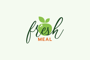 Wall Mural - organic fresh meal logo with a combination of fresh fruit and hand lettering style