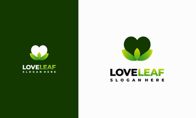 Wall Mural - love leaf logo designs concept vector, nature logo template icon