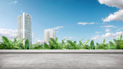 Wall Mural - Terrace view with modern cityscapes