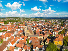 Germany, Bavaria, Forchheim, Aerial View Of Old Town With St. Martin Church In Center