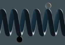 Three Dimensional Render Of Two Spheres Balancing On Coil