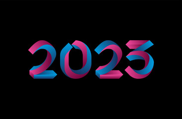 Sticker - Happy new year 2023 template with 3D number. Greeting concept for 2023 new year celebration