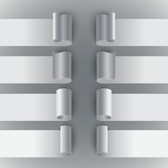 Poster - Infographics 8 options curled white paper stripe banners with realistic shadows on grey background