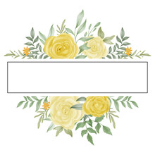 Yellow Rose Flower Watercolor Frame Decoration