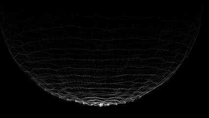 Wall Mural - a sphere of digital particles on a black background. abstract of the interweaving of lines and point