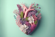 Heart Made Of Flowers. Generative AI