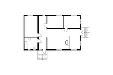 Black and White floor plan of a modern unfurnished apartment for your design. Vector blueprint suburban house. Architectural interior.
