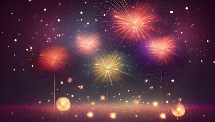 Wall Mural - New years sparkle fireworks celebration background with copy space for text