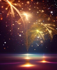 Wall Mural - New years sparkle fireworks celebration background with copy space for text