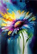 daisy flower watercolor painting abstract Generative AI