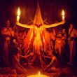 satanic ritual of sorcery. Devil summon concept. generative ai