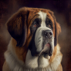 Wall Mural - Portrait of a saint bernard dog generative ai illustration	