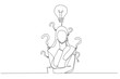 © rina - Illustration of muslim businesswoman with question mark and lamp. Single line art style