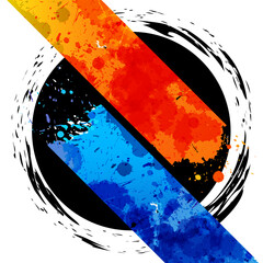 Wall Mural - Grunge bright banners on black round banner background