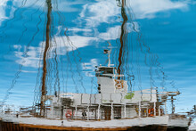 Reflection Of Modern Ship In Water